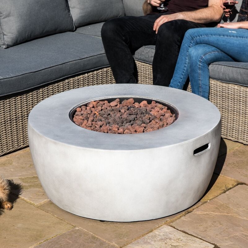 Teamson Home Outdoor Garden Concrete, Fire Pit Table Propane Round