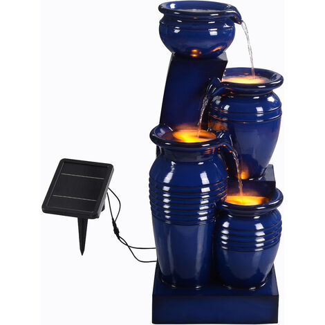 Teamson Home 73 cm 4-Tier Cascading Bowl Solar Powered Water Fountain for Outdoor Living Spaces, Navy (1/5)