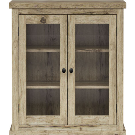Teamson Home Donovan Removable Two-Door Wall Cabinet with Adjustable Shelves, Light Oak (1/5)