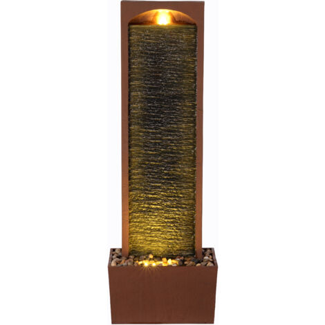 Teamson Home 98 cm Faux Slate Contemporary Outdoor LED Waterfall Fountain with Pebble Base, Red Rock