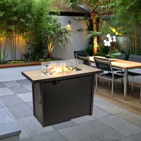 Teamson Home Outdoor Garden X-Large, Propane Gas Fire Pit Table Burner, Smokeless Firepit, Metal Patio Furniture Heater with Lava Rocks & Cover