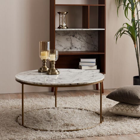 Modern white marble store coffee table