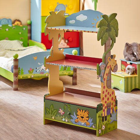 Fantasy Fields Large Sunny Safari Kids Bookshelf Bookcase Toy Organiser Storage With Drawers W-8268A