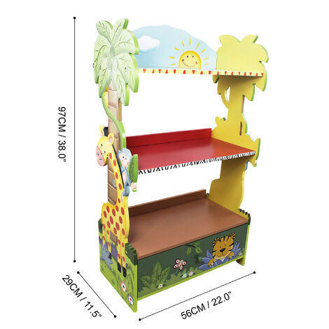 Fantasy Fields Large Sunny Safari Kids Bookshelf Bookcase Toy Organiser Storage With Drawers W-8268A