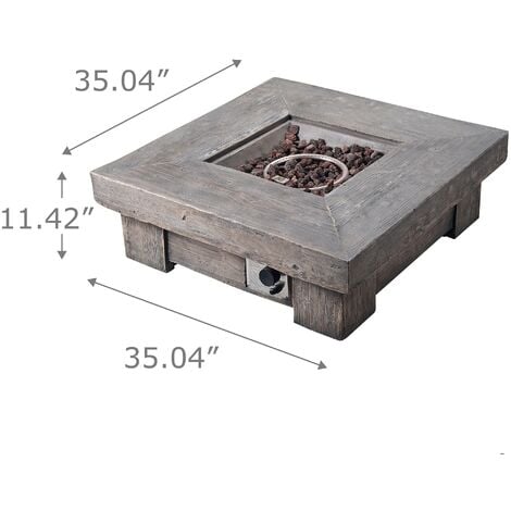Teamson Home Outdoor Gas Fire Pit Table, Smokeless Firepit, Garden Heater, Includes Lava Rocks & Cover - Wood Effect - 40,000 BTU - 89 x 89 x 29 (cm)