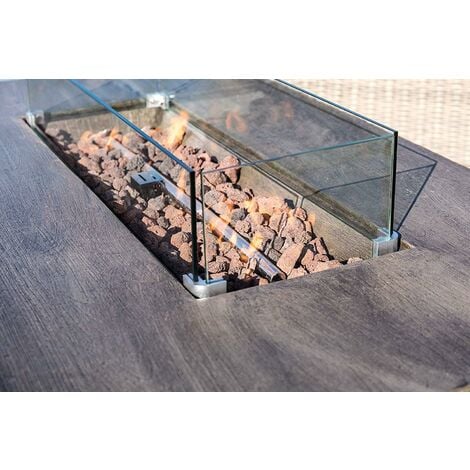 Teamson Home Outdoor Garden X-Large, Propane Gas Fire Pit Table Burner, Smokeless Firepit, Patio Furniture Heater with Screen, Lava Rocks, Cover