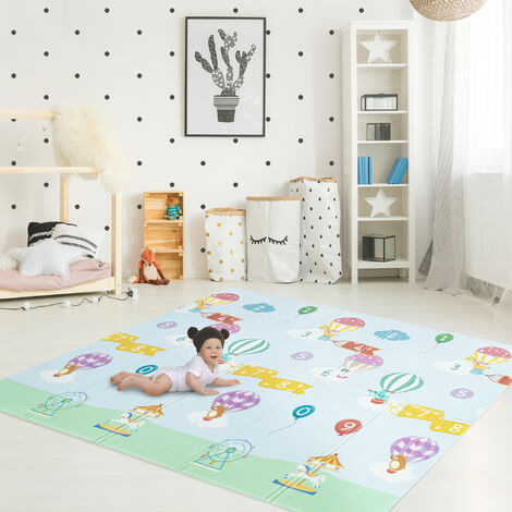 Fantasy Fields Large Baby Crawling Mat Play Mat Soft Foam Reversible Portable Crawl Mat Hot Air Balloon Themed PS-PM002