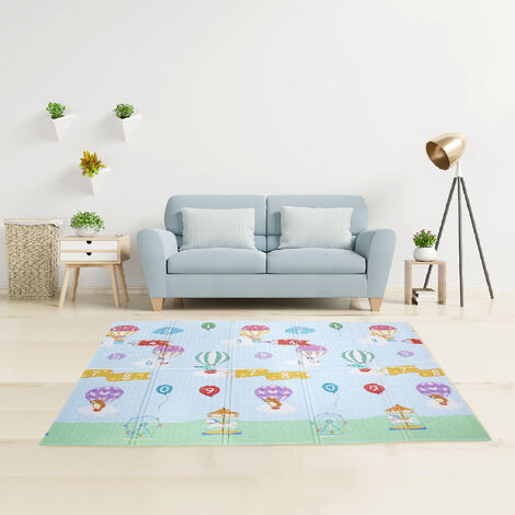 Fantasy Fields Large Baby Crawling Mat Play Mat Soft Foam Reversible Portable Crawl Mat Hot Air Balloon Themed PS-PM002