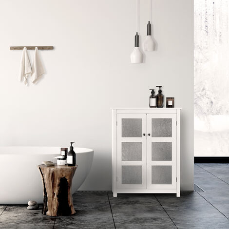 Teamson Home Connor Floor Cabinet with 2 Glass Doors White ELG-580