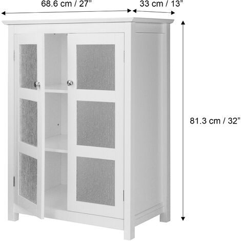 Teamson Home Connor Floor Cabinet with 2 Glass Doors White ELG-580