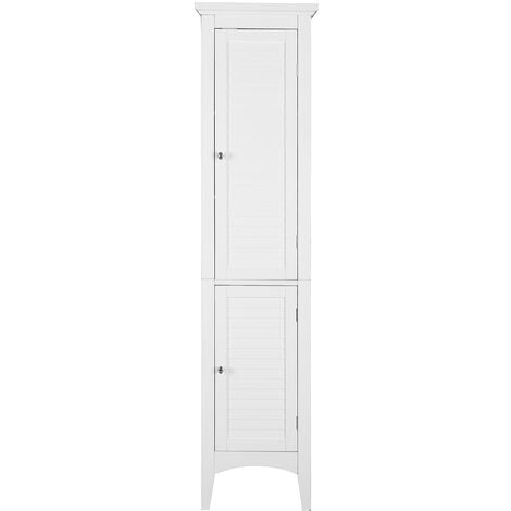 Teamson Home Bathroom White Wooden Free, Bathroom Storage Cabinets Floor Standing Tall Unit