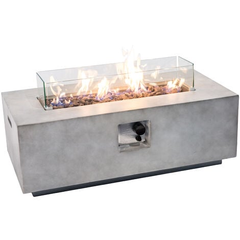 Teamson Home Outdoor Garden X-Large, Propane Gas Fire Pit Table Burner, Smokeless Firepit,  Patio Furniture Heater with Screen, Lava Rocks, Cover