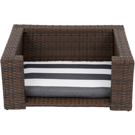 Teamson Pets Clotho Indoor Outdoor Rattan Cat or Small Dog Elevated Bed Lounger with Removeable Washable Cushion Brown ST-N10005-UK