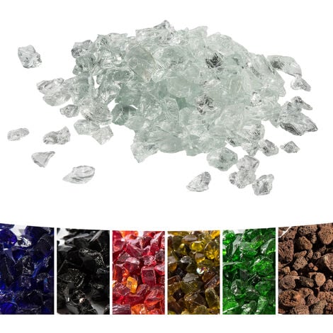 Teamson Home 4 Kg Lava Rocks for Gas Fire Pit, Tempered Fire Glass, Safe for Outdoor Garden Gas Fire Pits, Clear - Clear