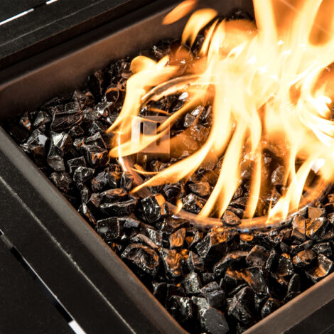 Teamson Home 4 Kg Lava Rocks for Gas Fire Pit, Tempered Fire Glass, Safe for Outdoor Garden Gas Fire Pits, Black