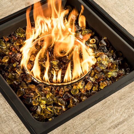 Teamson Home 4 Kg Lava Rocks for Gas Fire Pit, Tempered Fire Glass, Safe for Outdoor Garden Gas Fire Pits, Amber Yellow