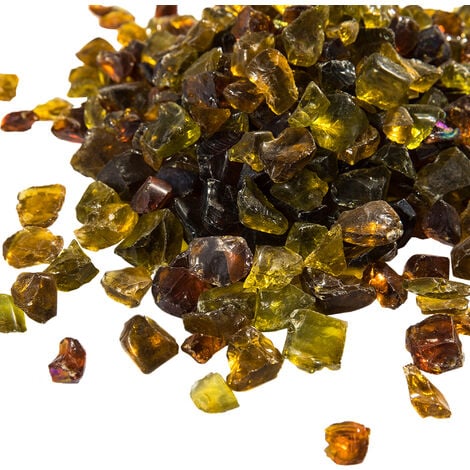 Teamson Home 4 Kg Lava Rocks for Gas Fire Pit, Tempered Fire Glass, Safe for Outdoor Garden Gas Fire Pits, Amber Yellow