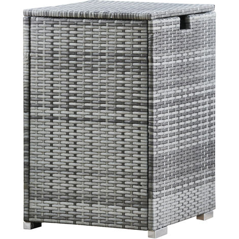 Teamson Home Gas Bottle Tank Rattan Cover Storage, For Up To 9kg, Gas Fire Pit Accessories, Garden Furniture, Grey, 40.6 x 40.6 x 59.7 (cm)