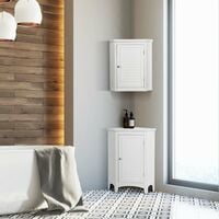 Elegant Home Fashions Bathroom Cupboard White Wooden Wall Corner Cabinet ELG-587
