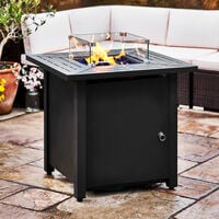 Teamson Home Outdoor Garden 2 In 1 Propane Gas Fire Pit Table Burner, Smokeless Firepit, Metal Patio Furniture Heater with Lava Rocks & Cover - Dark Grey