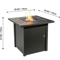 Teamson Home Outdoor Garden 2 In 1 Propane Gas Fire Pit Table Burner, Smokeless Firepit, Metal Patio Furniture Heater with Lava Rocks & Cover - Dark Grey