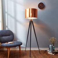 Tripod Floor Lamp with Copper Shade by Teamson Home Modern Lighting VN-L00005-UK - Copper/Black