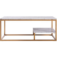 Teamson Home Marmo Modern Wooden Marble Effect Coffee Table Living Room VNF-00036 - Faux Marble/Brass