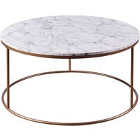 Teamson Home Marmo Large Round Coffee Table, Marble Side Table, Modern Sofa End Table for Living Room, Bedroom or Lounge, White/Brass