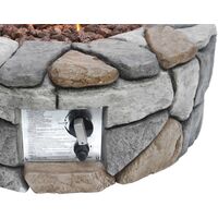 Teamson Home Outdoor Garden Round Propane Gas Fire Pit Table Burner, Smokeless Firepit, Patio Furniture Heater, Stone Effect with Lava Rocks & Cover - Grey