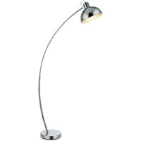 Teamson Home Arco Curved Arched Standing Floor Lamp with Bell Shade, Modern Lighting in Chrome for Living Room, Bedroom or Dining Room - Chrome/Chrome