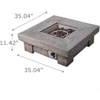 Teamson Home Outdoor Garden Propane Gas Fire Pit Low Table Burner, Smokeless Firepit, Patio Furniture Heater, Wood Effect with Lava Rocks & Cover - Brown