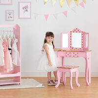 Fantasy Fields By Teamson Kids Play Dressing Table/Vanity Set LED Light Pink/Rose Gold TD-11670LL - Pink/Rose Gold