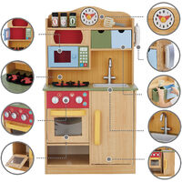 Teamson Kids Burlywood Wooden Kitchen For Kids Toy Kitchen With 5 Role Play Accessories TD-11708A - Brown
