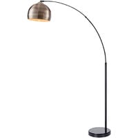 Teamson Home Arquer Arc Curved Standing LED Floor Lamp with Bell Shade & Marble Base, Modern Lighting in Antique Brass for Living Room or Dining Room
