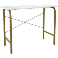 Teamson Home 40″ Bella Modern Wooden Home Office Computer Desk, Study Writing Table or Side Table with White Faux Marble Top and Brass Metal Frame
