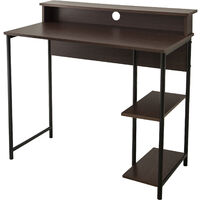 Versanora 35" Wooden Home Office Study Computer Desk & Shelves Brown VNF-00093