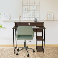 Versanora 35" Wooden Home Office Study Computer Desk & Shelves Brown VNF-00093