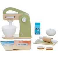 Teamson Kids Wooden Mixer Toy Play Kitchen Accessories 10 Pcs Green TK-W00007