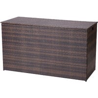 Teamson Home Outdoor Garden Patio Furniture, Wicker Rattan 700 Litre X-Large Storage Box Unit with Lid & Lining, Weather-Resistant, Brown - Brown