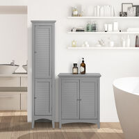 Elegant Home Fashions Glancy Wooden Linen Tower Tall Bathroom Cabinet Grey ELG-640 With Storage