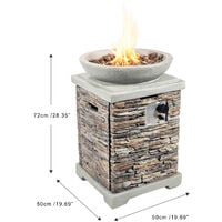 Teamson Home Outdoor Garden Propane Gas Fire Pit Burner, Smokeless Firepit, Patio Furniture Heater with Bowl, Stone Effect with Lava Rocks & Cover - Stone Grey