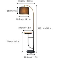 Teamson Home, Danna Arc Floor Lamp, 35 x 35 x 165.1 cm, Metal, with USB Port, Wood Table and Marble Base, Living Room, Black/Gold, VN-L00071B-UK - Black / Gold