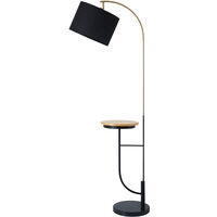Teamson Home, Danna Arc Floor Lamp, 35 x 35 x 165.1 cm, Metal, with USB Port, Wood Table and Marble Base, Living Room, Black/Gold, VN-L00071B-UK - Black / Gold