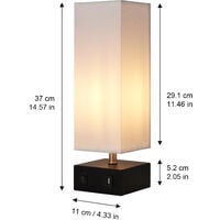 Teamson Home Colette Table Lamp with Built-In USB Port, Standing Light & White Square Shade, Modern Lighting for Living Room, Bedroom or Dining Room