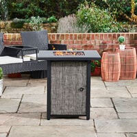 Teamson Home Outdoor Garden Large Woven Propane Gas Fire Pit Table Burner, Smokeless Firepit, Patio Furniture Heater with Lava Rocks & Cover - Brown