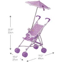 Olivia's Little World Classic Baby Doll Stroller Pushchair & Parasol Purple OL-00005 - Purple/white
