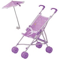 Olivia's Little World Classic Baby Doll Stroller Pushchair & Parasol Purple OL-00005 - Purple/white