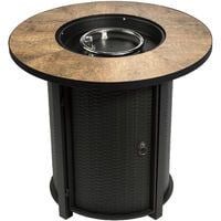 Teamson Home Outdoor Garden Tall Round Propane Gas Fire Pit Table Burner, Smokeless Firepit, Patio Furniture Heater with Lid, Lava Rocks & Cover - Black/ Brown