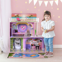 Olivia's Little World Large Dreamland Sunset Contemporary Kids Interactive Wooden Dolls House 3 Floors with 16 Doll Furniture Accessories Multi TD-13616A - Multi-colour