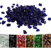 Teamson Home 4 Kg Lava Rocks for Gas Fire Pit, Tempered Fire Glass, Safe for Outdoor Garden Gas Fire Pits, Blue - Blue